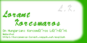 lorant korcsmaros business card